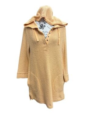 Soft Surroundings Just Beachy Waffle Knit Henley Hoodie Tunic